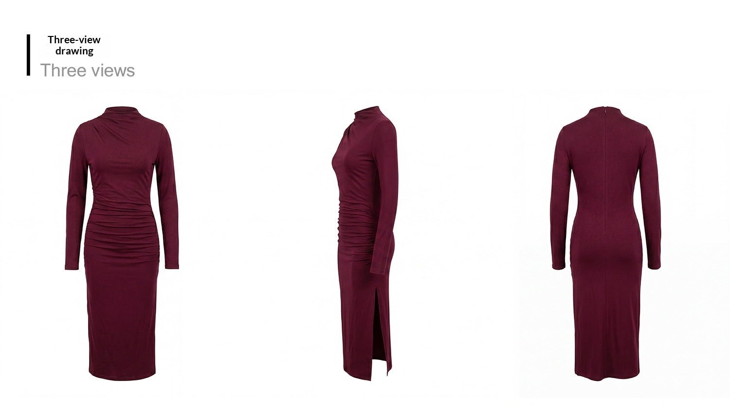 Slit bodycon midi dress in deep red
