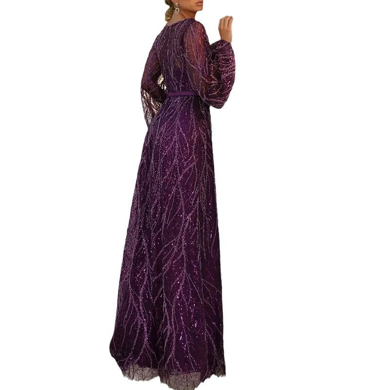 Sequin Fringe V-Neck Maxi Dress, view 5