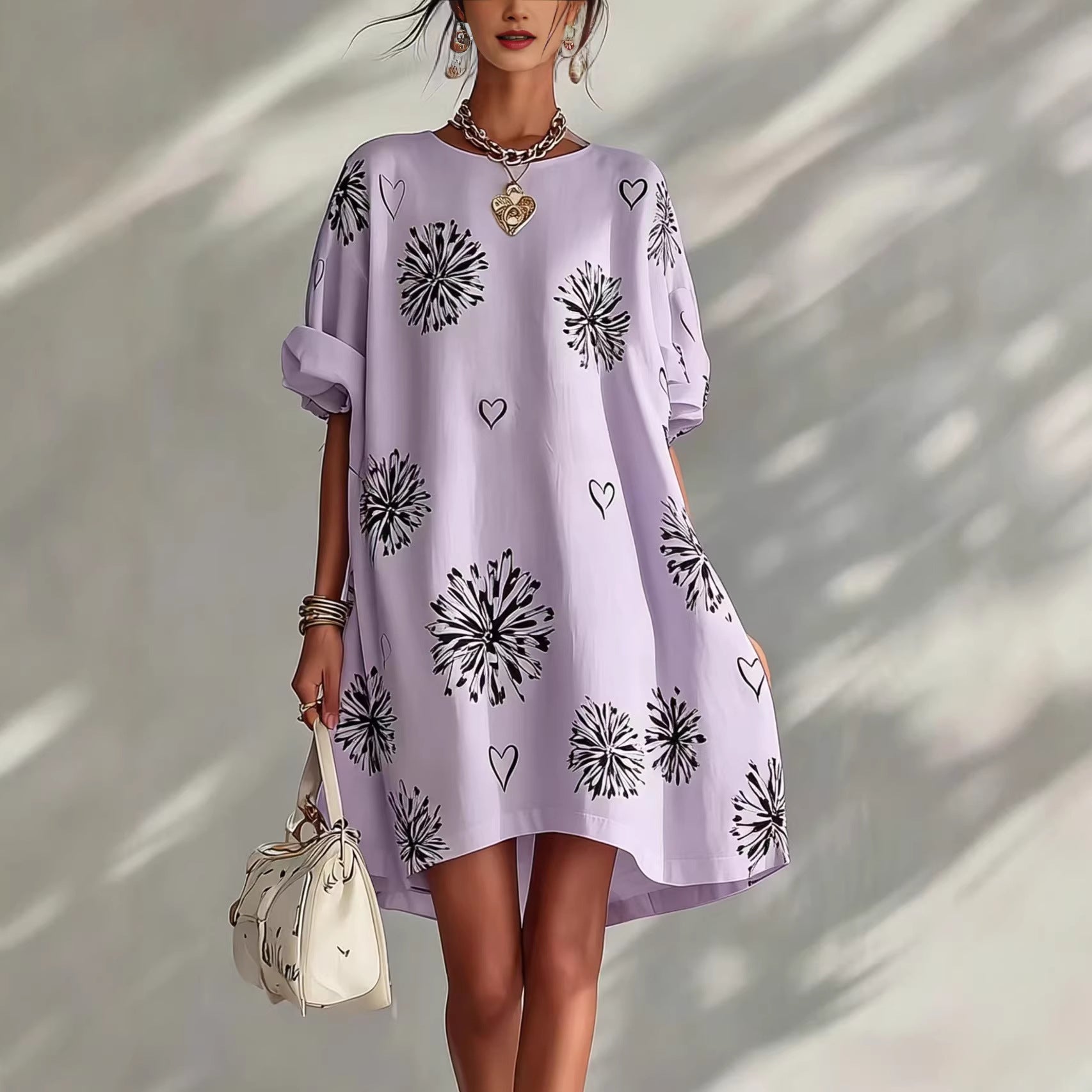 Puff sleeve dress with full skirt