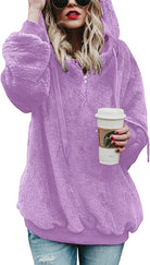 Zip-Detail Pullover Hoodie in Purple