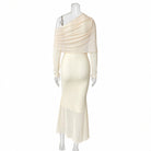 Off-Shoulder Mesh-Hem Bodycon Dress, view 4