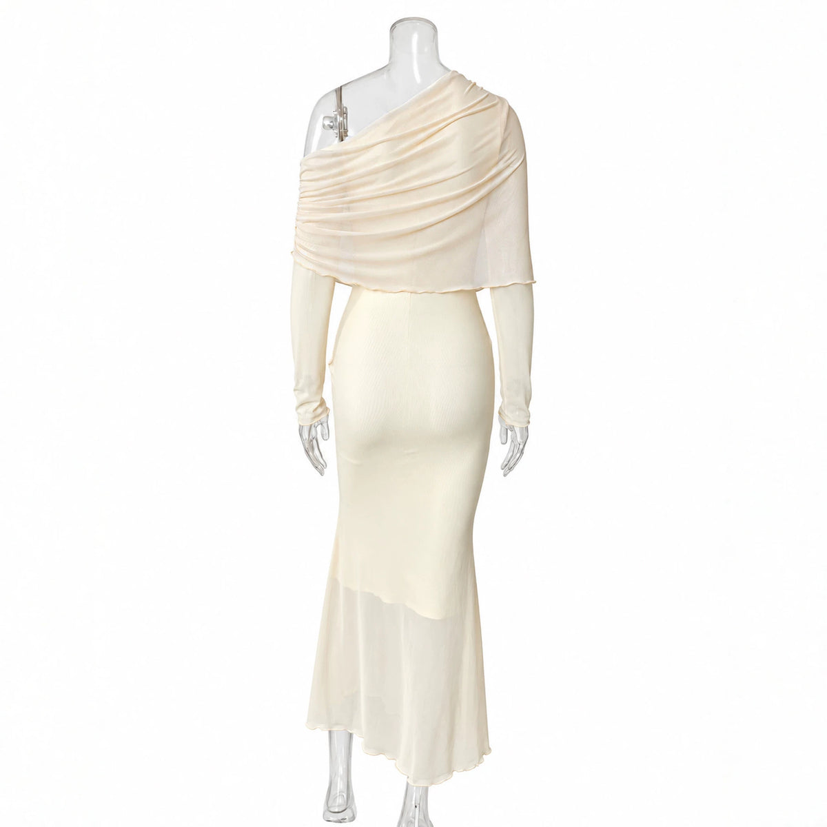 Off-Shoulder Mesh-Hem Bodycon Dress, view 4
