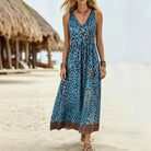 Leopard print sleeveless V-neck dress