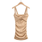 Cutout Spaghetti-Strap Bodycon Mini Dress in Dark Khaki