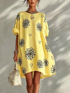 Puff sleeve dress with full skirt