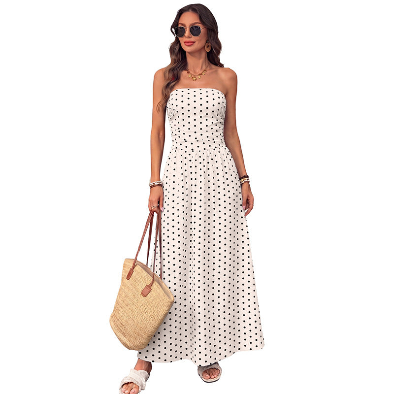 Polka Dot Strapless Maxi Dress, view 5