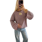 Striped Drop-Shoulder Long-Sleeve Tee, view 5