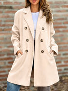 Long Lapel Double-Breasted Coat in Apricot