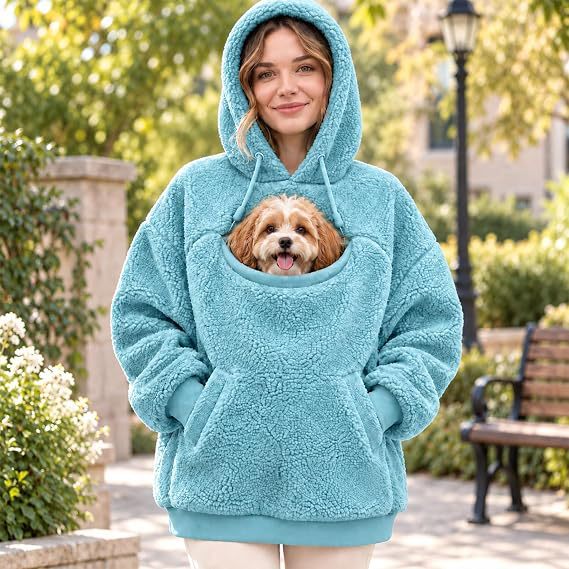 Plush Fleece Pullover Sweater in Sky Blue