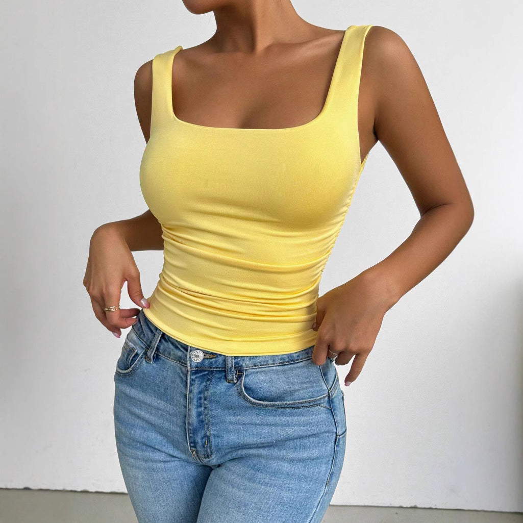 Slim cropped camisole with fixed shoulder straps