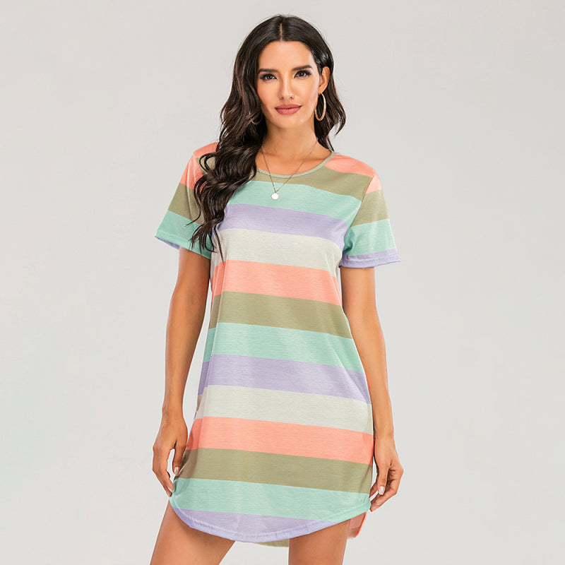 🩷 Cozy Rainbow Striped Pajama Set – Cute & Comfy Sleepwear for Women 🌈