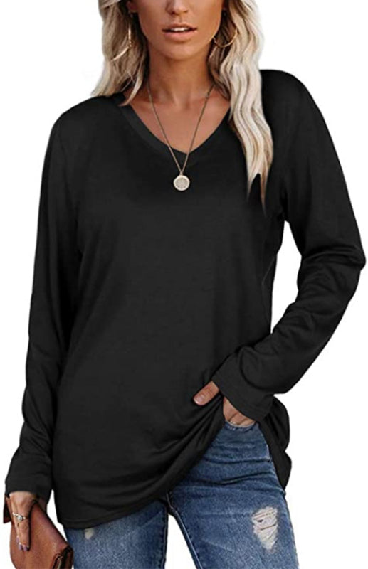 Chic & Comfy V-Neck Long Sleeve Top – Trendy Everyday Essential