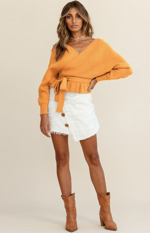 Cozy Chic Mock Wrap Knit Sweater – Soft, Stylish & Perfect for Fall