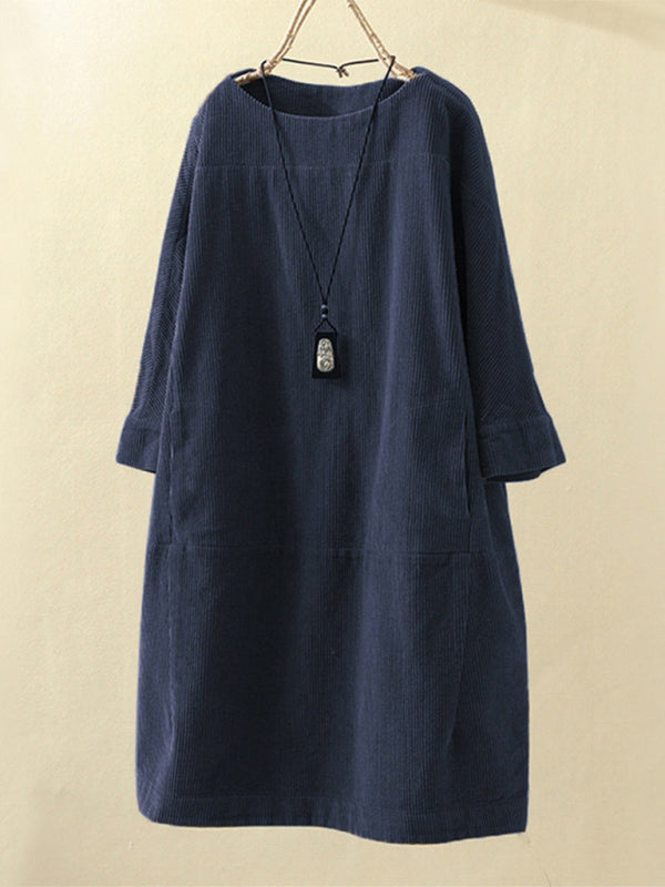Cozy Corduroy Retro Dress – Chic & Comfy Fall Essential