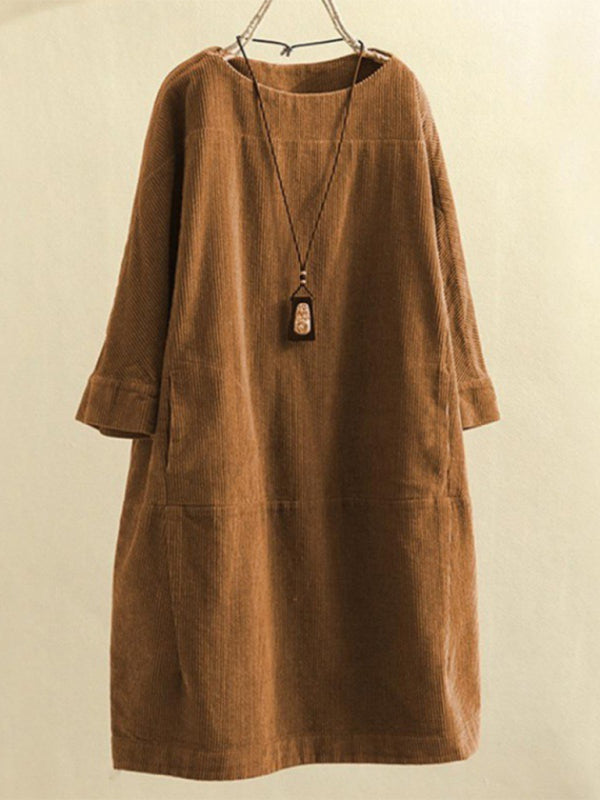 Cozy Corduroy Retro Dress – Chic & Comfy Fall Essential