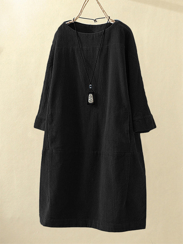 Cozy Corduroy Retro Dress – Chic & Comfy Fall Essential