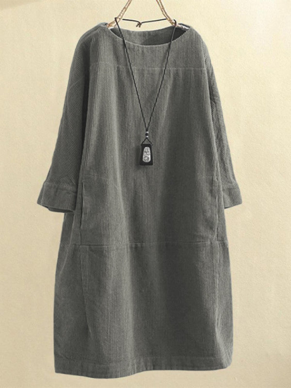Cozy Corduroy Retro Dress – Chic & Comfy Fall Essential