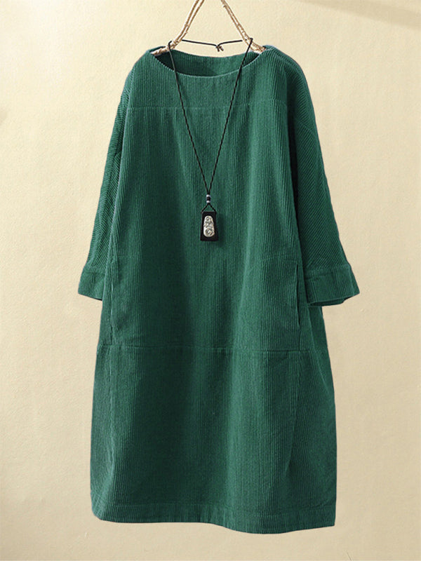 Cozy Corduroy Retro Dress – Chic & Comfy Fall Essential