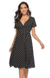 ✨ Retro Polka Dot V-Neck Short Sleeve Dress – Chic & Flirty Summer Style ✨