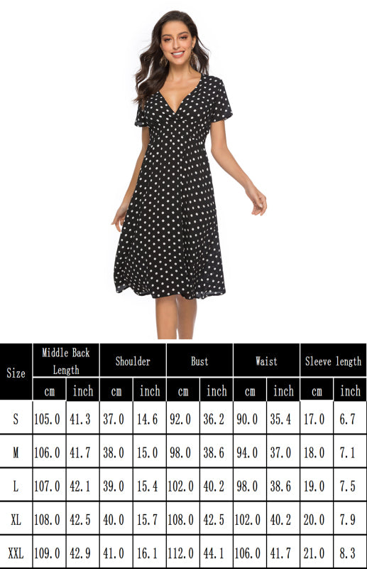 ✨ Retro Polka Dot V-Neck Short Sleeve Dress – Chic & Flirty Summer Style ✨