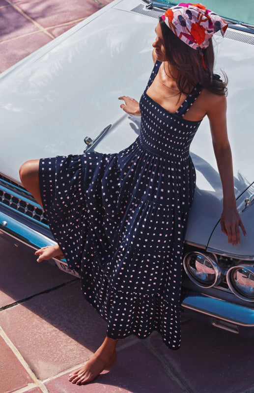 Summer Vibes Only Boho Print Maxi Dress Sleeveless Holiday Look