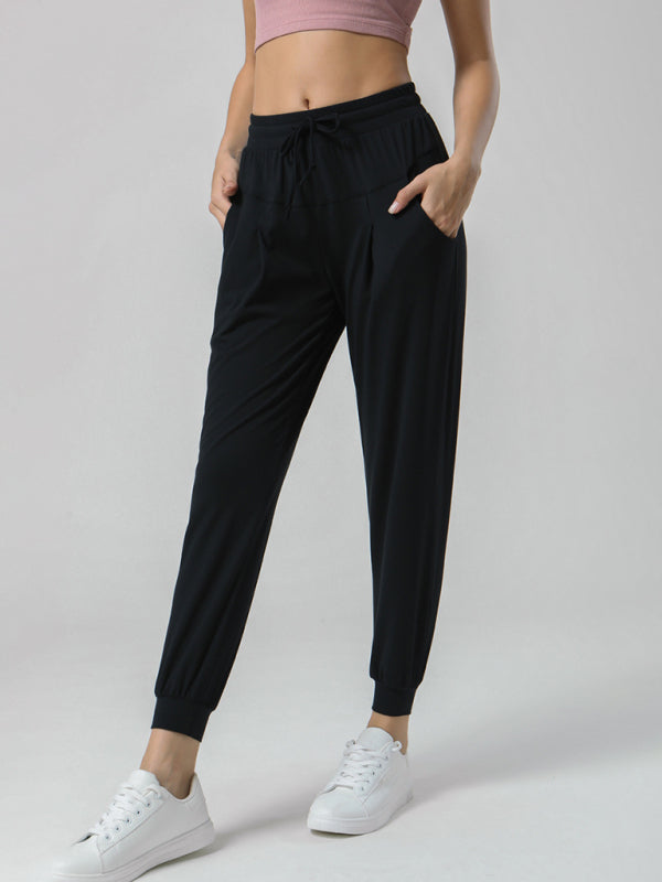 neutral High-Stretch Drawstring Sweatpants Comfy Chic Athleisure Joggers