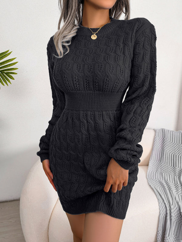 ✨ Cozy Chic Knit Sweater Dress Long Sleeve Waist Hugging Mini – Fall Winter Must-Have ✨