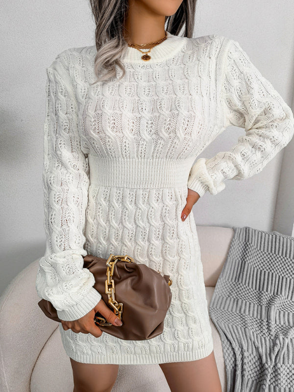 ✨ Cozy Chic Knit Sweater Dress Long Sleeve Waist Hugging Mini – Fall Winter Must-Have ✨