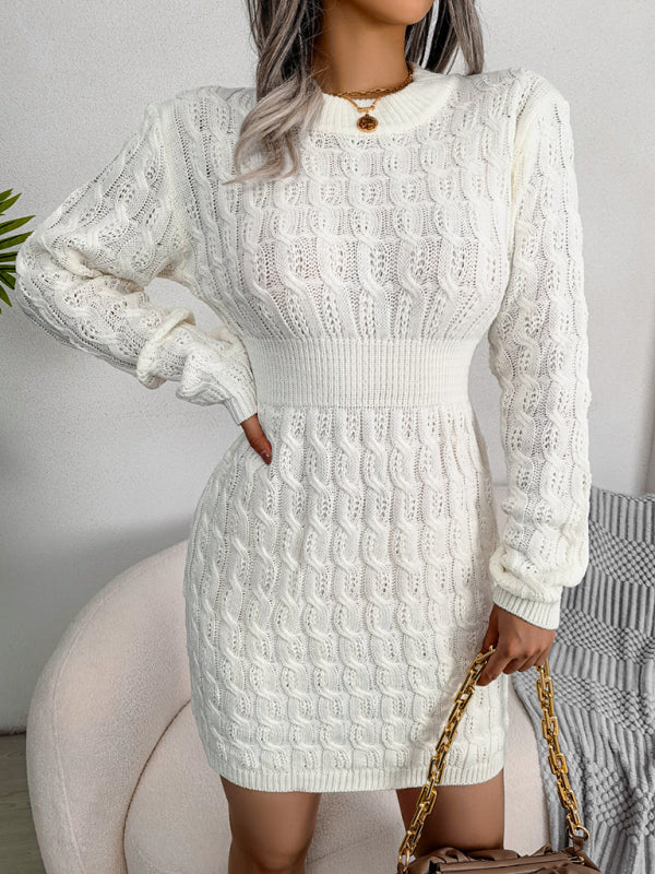 ✨ Cozy Chic Knit Sweater Dress Long Sleeve Waist Hugging Mini – Fall Winter Must-Have ✨