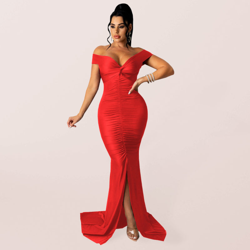 ✨ Sexy V-Neck Ruched Bodycon Dress – Perfect for Date Night & Parties ✨