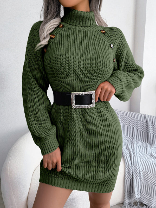 🛍️ Cozy Chic High Neck Sweater Dress Long Sleeve Fall Winter Outfit 🛍️