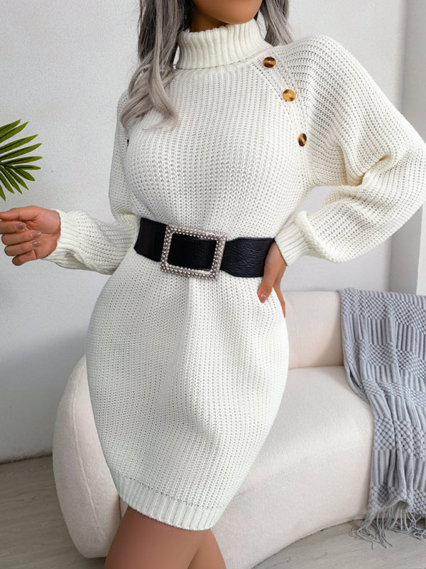 🛍️ Cozy Chic High Neck Sweater Dress Long Sleeve Fall Winter Outfit 🛍️