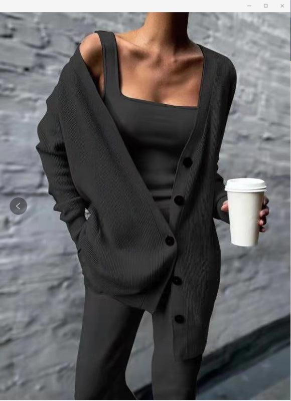 Cozy & Chic Knitted 3-Piece Set – Stylish Lounge & Casual Wear for Women