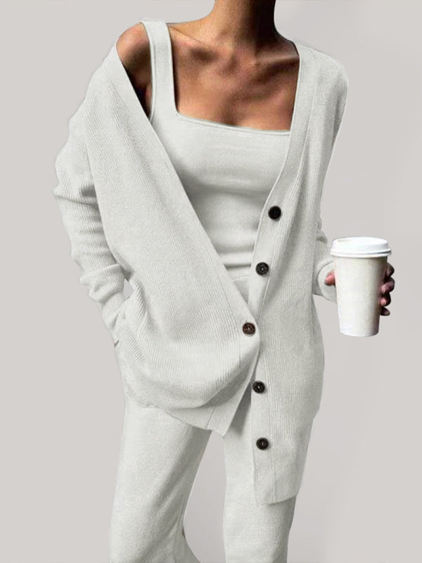 Cozy & Chic Knitted 3-Piece Set – Stylish Lounge & Casual Wear for Women