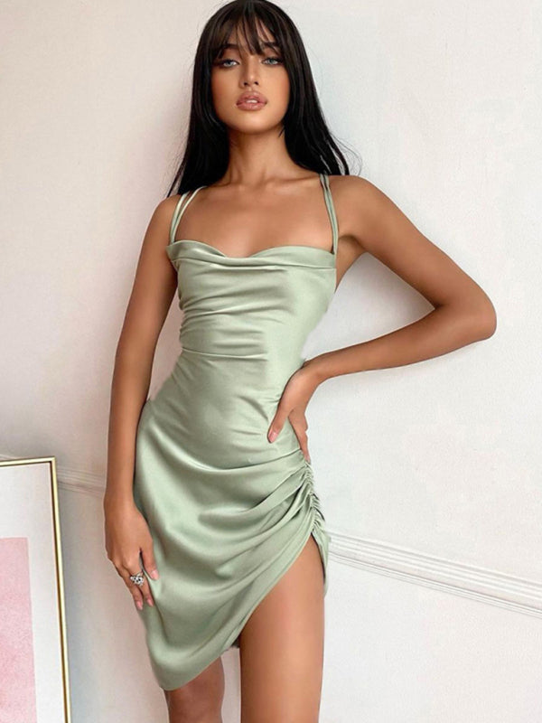 🔥 Sexy Tube Top Slit Dress – Backless, High Waist & Flattering Fit ✨