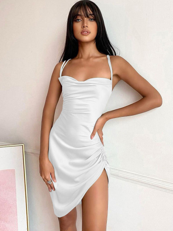 🔥 Sexy Tube Top Slit Dress – Backless, High Waist & Flattering Fit ✨