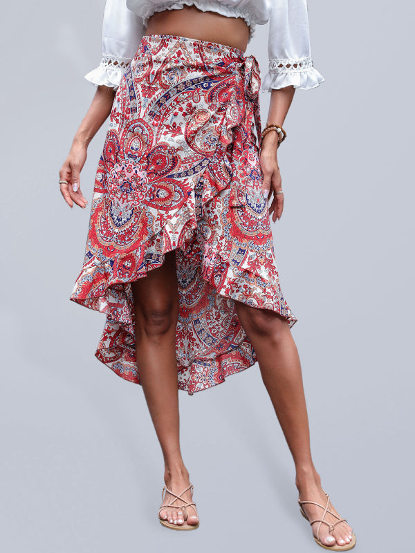 Boho Chic One-Piece Beach Skirt – Ethnic Print Summer Vibes