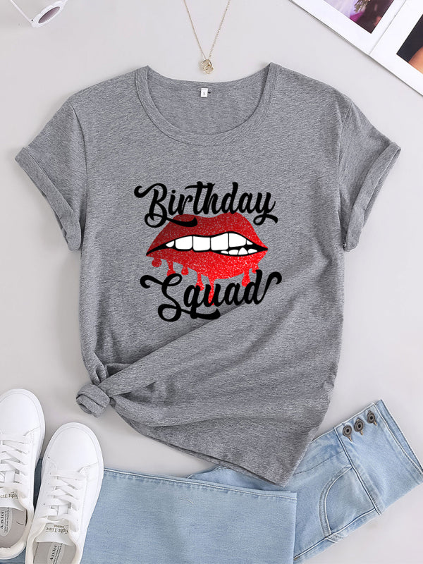 Lips Print Birthday Graphic Tee Casual & Chic