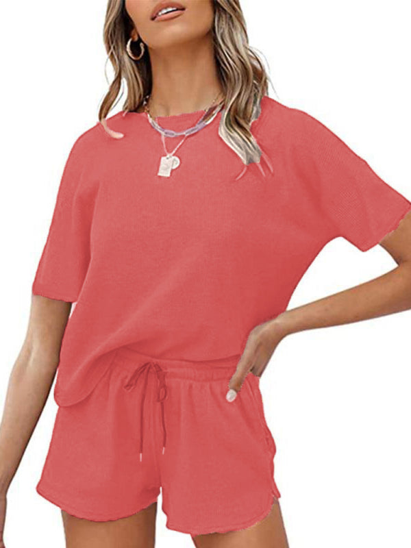 Cozy Chic Waffle Knit Two-Piece Set – Casual Lounge & Pajama Wear