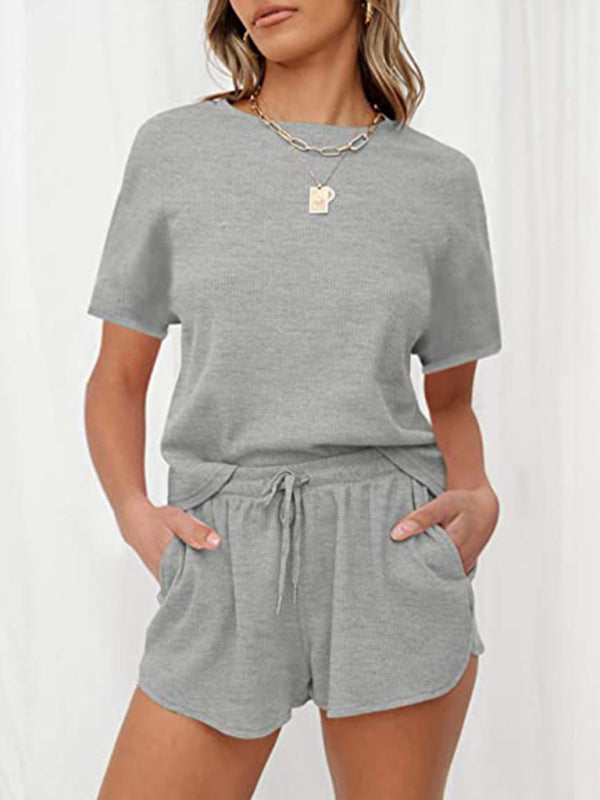 Cozy Chic Waffle Knit Two-Piece Set – Casual Lounge & Pajama Wear