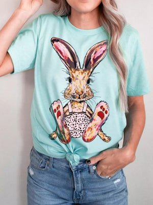 🐰 New Ladies’ Leopard Bunny Easter T-Shirt – Trendy & Fun! 🐆