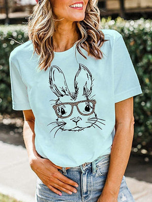 🐰 New Ladies’ Leopard Bunny Easter T-Shirt – Trendy & Fun! 🐆