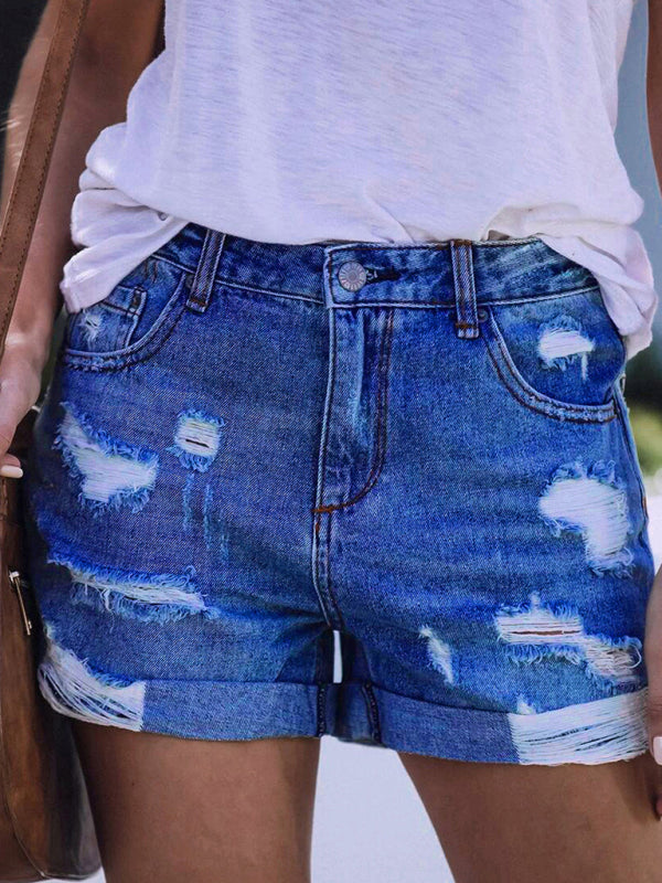 🔥 DESTROYED HIGH STRETCH DENIM SHORTS – Trendy, Comfy & Perfect for Summer Vibes 😍