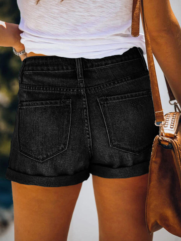 🩵 Trendy Mid Rise Distressed Denim Shorts – Stretchy, Comfy & Chic 🩵