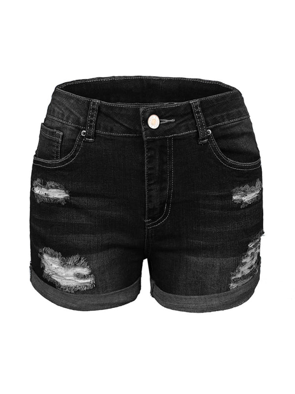 🩵 Trendy Mid Rise Distressed Denim Shorts – Stretchy, Comfy & Chic 🩵