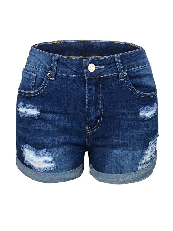 🩵 Trendy Mid Rise Distressed Denim Shorts – Stretchy, Comfy & Chic 🩵