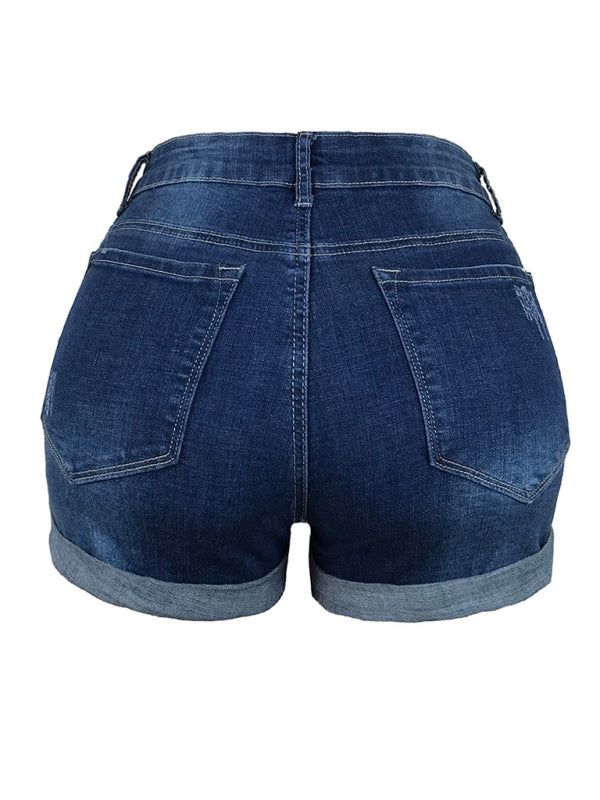 🩵 Trendy Mid Rise Distressed Denim Shorts – Stretchy, Comfy & Chic 🩵