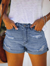 🩵 Trendy Mid Rise Distressed Denim Shorts – Stretchy, Comfy & Chic 🩵