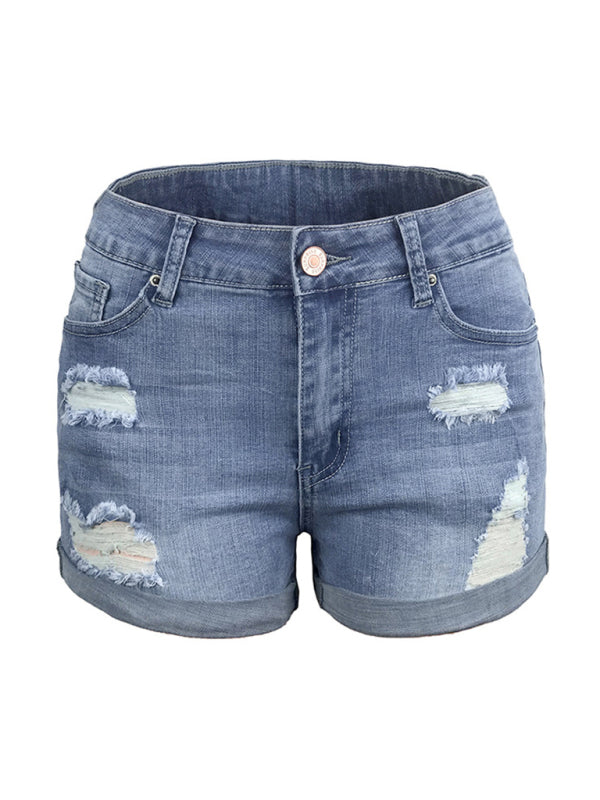 🩵 Trendy Mid Rise Distressed Denim Shorts – Stretchy, Comfy & Chic 🩵