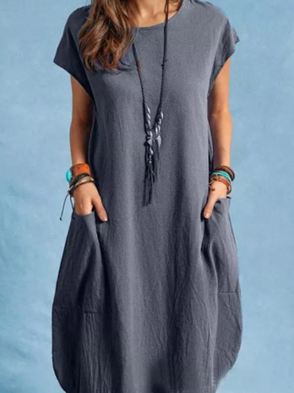 ✨ Effortlessly Chic Cotton Linen Pocket Dress – Casual & Breezy Vibes ✨